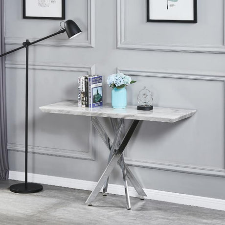 Modern-white-marble-hallway-console-table-with-chrome-metal-legs