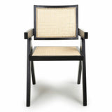 Akira Classic Modernist Black Rattan Dining Chairs Set of 2