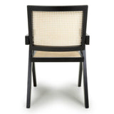 Akira Classic Modernist Black Rattan Dining Chairs Set of 2