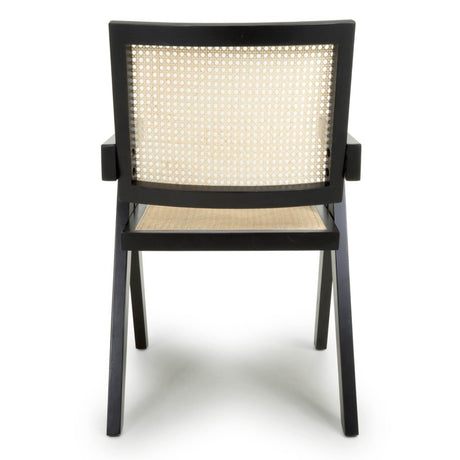 Akira Classic Modernist Black Rattan Dining Chairs Set of 2