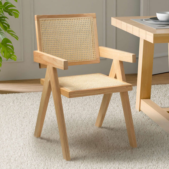 Akira Classic Modernist Rattan Dining Chairs Set of 2