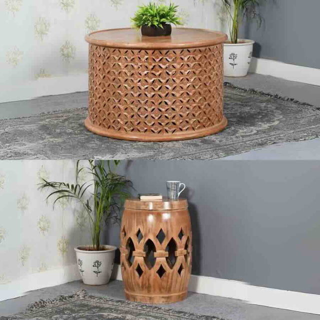 Natural-Engraved-Mango-Wood-Round-Matching-Coffee-Table-_-Side-Table-Set