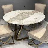 Nero-6-Seater-White-Round-Marble-Dining-Table-130cm-with-gold-frame