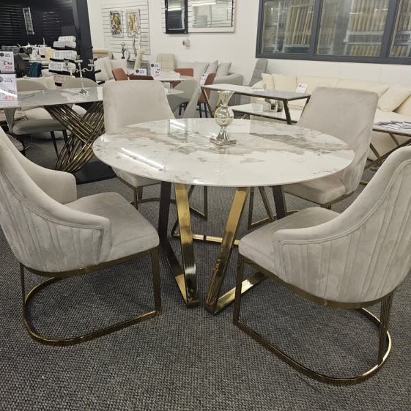 Nero-6-Seater-White-Round-Marble-Dining-Table-130cm-with-gold-frame