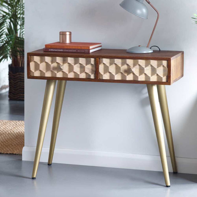 Retro-Natural-Wood-Console-Table-With-Drawers-_-Gold-Metal-Legs-90cm