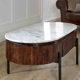 Retro-Oval-Fluted-Mango-Wood-_-Marble-Top-Coffee-Table-Metal-Legs-With-Drawer-100cm