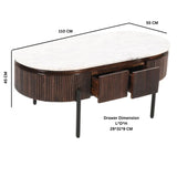 Retro-Oval-Fluted-Mango-Wood-_-Marble-Top-Coffee-Table-Metal-Legs-With-Drawer-100cm