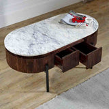 Retro-Oval-Fluted-Mango-Wood-_-Marble-Top-Coffee-Table-Metal-Legs-With-Drawer-100cm