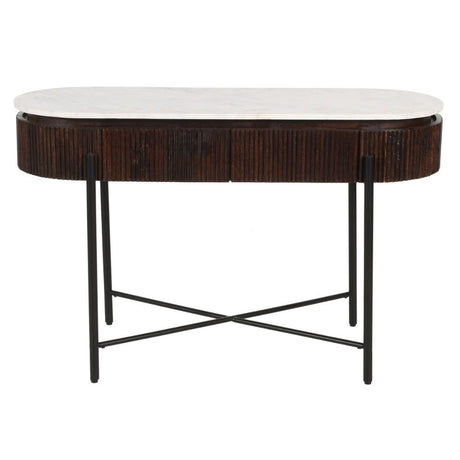 Retro-Oval-Fluted-Mango-Wood-_-White-Marble-Top-Console-Hallway-Table-Metal-Legs-With-Drawers-120cm