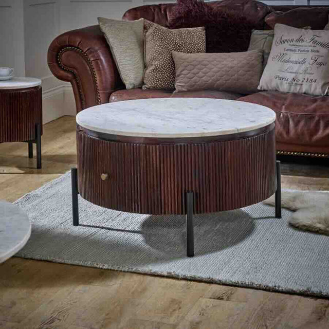 Retro-Round-Fluted-Mango-Wood-_-Marble-Top-Coffee-Table-Metal-Legs-With-Drawer-80cm