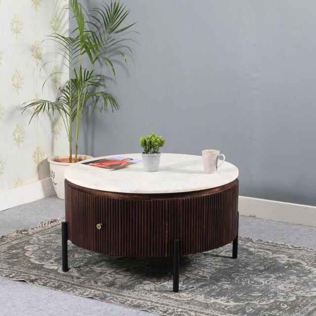 Retro-Round-Fluted-Mango-Wood-_-Marble-Top-Coffee-Table-Metal-Legs-With-Drawer-80cm