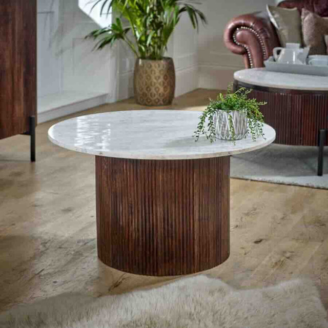 Retro-Round-Fluted-Mango-Wood-_-Marble-Top-Coffee-Table-Pededtal-Base-80cm