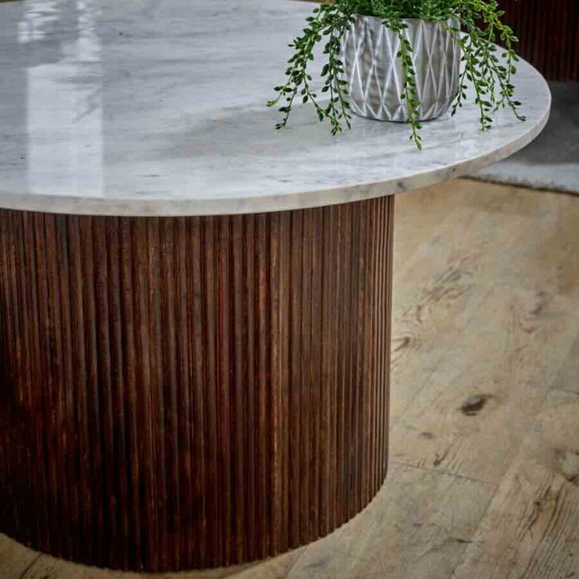 Retro-Round-Fluted-Mango-Wood-_-Marble-Top-Coffee-Table-Pededtal-Base-80cm