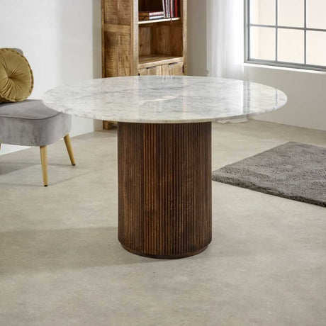 Retro-Round-Fluted-Mango-Wood-_-White-Marble-Top-Dining-Table-Pedestal-Base-120cm