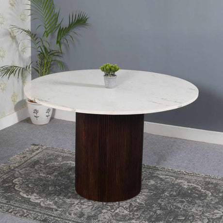 Retro-Round-Fluted-Mango-Wood-_-White-Marble-Top-Dining-Table-Pedestal-Base-120cm