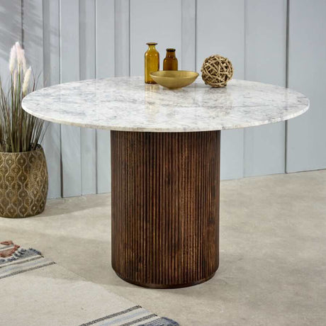 Retro-Round-Fluted-Mango-Wood-_-White-Marble-Top-Dining-Table-Pedestal-Base-120cm