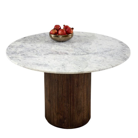 Retro-Round-Fluted-Mango-Wood-_-White-Marble-Top-Dining-Table-Pedestal-Base-120cm