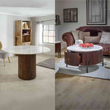 Retro-Round-Fluted-Mango-Wood-_-White-Marble-Top-Matching-Dining-Table-_-Coffee-Table-Set