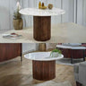 Retro-Round-Fluted-Mango-Wood-_-White-Marble-Top-Matching-Dining-Table-_-Coffee-Table-Set-Pededtal-Base