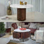 Retro-Round-Fluted-Mango-Wood-_-White-Marble-Top-Matching-Dining-Table-_-Coffee-Table-Set