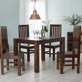 Rustic Rectangular Solid Dark Mango Wood Dining Table With 4 Solid Mango Wood Dining Chairs Kitchen Table Set 110cm