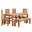 Rustic Rectangular Solid Light Mango Wood Dining Table With 4 Solid Mango Wood Dining Chairs & Bench Kitchen Table Set 180cm