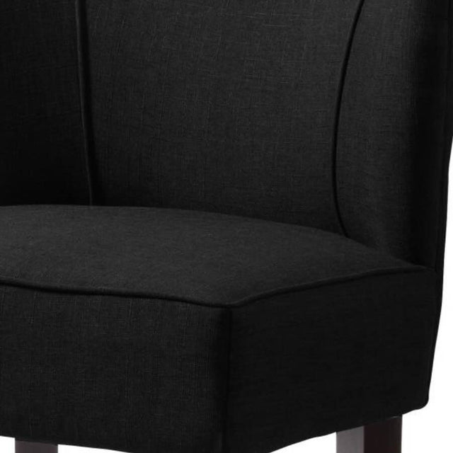 Rustic-Black-Fabric-Lounge-Chair-With-Dark-Wood-Legs