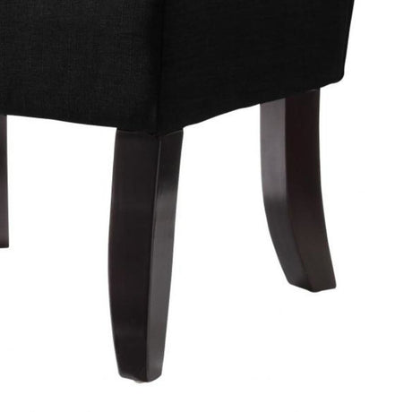 Rustic-Black-Fabric-Lounge-Chair-With-Dark-Wood-Legs