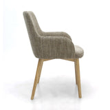 Rustic-Brown-Oatmeal-Tweed-Dining-Chair-Wooden-Legs-Set-of-2