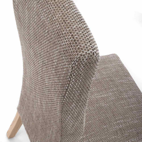 Rustic-Brown-Oatmeal-Tweed-Wave-Back-Dining-Chair-Wooden-Legs-Set-of-2