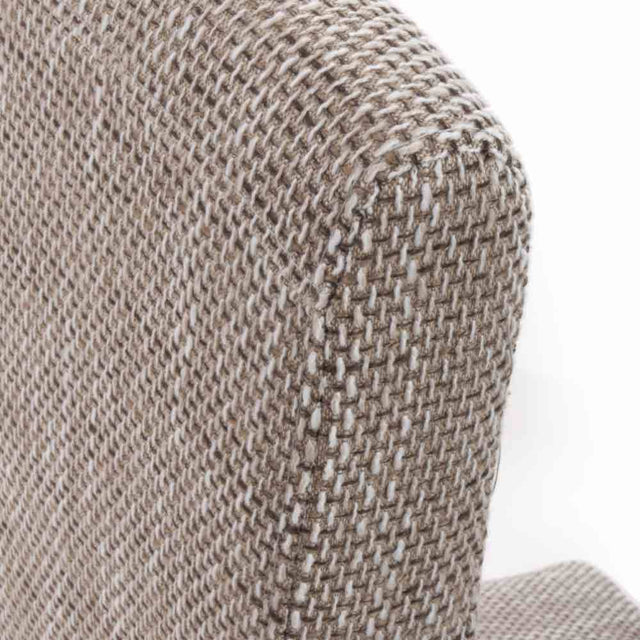 Rustic-Brown-Oatmeal-Tweed-Wave-Back-Dining-Chair-Wooden-Legs-Set-of-2