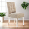 Rustic-Brown-Tweed-Stitched-Waffle-Dining-Chair-White-Rubberwood-Legs-Set-of-2