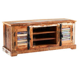 Salcombe Rustic Reclaimed Coastal Wood TV Stand With Storage