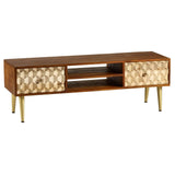 Agra industrial Dark Mango Wood TV Stand With Storage