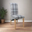 Rustic-Grey-Checkered-Linen-Scroll-Back-Dining-Chair-Wooden-Legs-Set-of-2