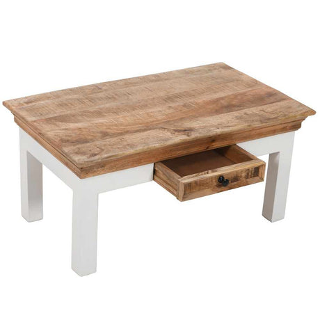 Rustic-Natural-Mango-Wood-Coffee-Table-With-Drawer-White-Legs-85cm