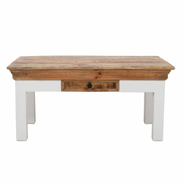 Rustic-Natural-Mango-Wood-Coffee-Table-With-Drawer-White-Legs-85cm