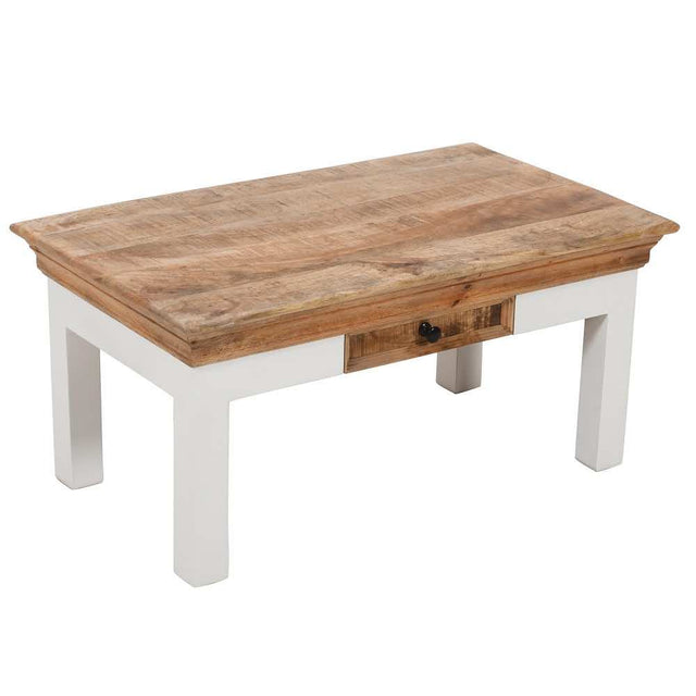 Rustic-Natural-Mango-Wood-Coffee-Table-With-Drawer-White-Legs-85cm