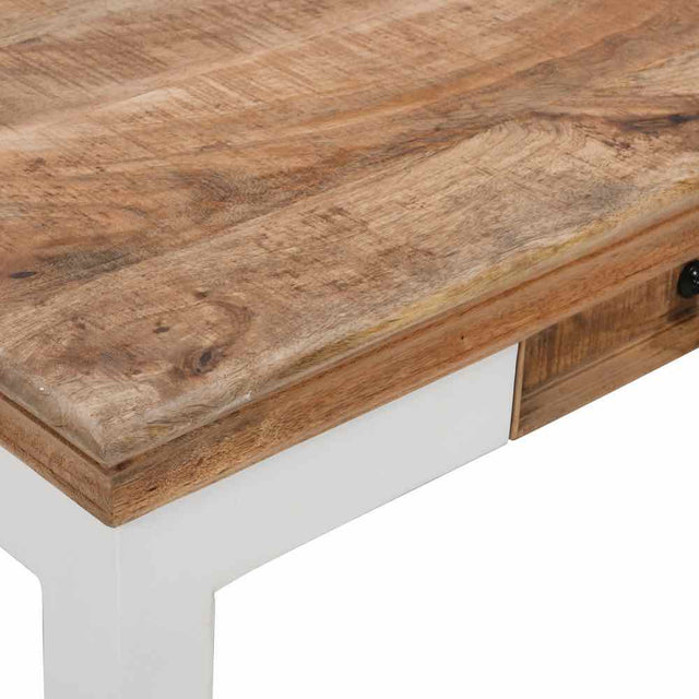 Rustic-Natural-Mango-Wood-Coffee-Table-With-Drawer-White-Legs-85cm