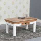 Rustic-Natural-Mango-Wood-Coffee-Table-With-Drawer-White-Legs-85cm