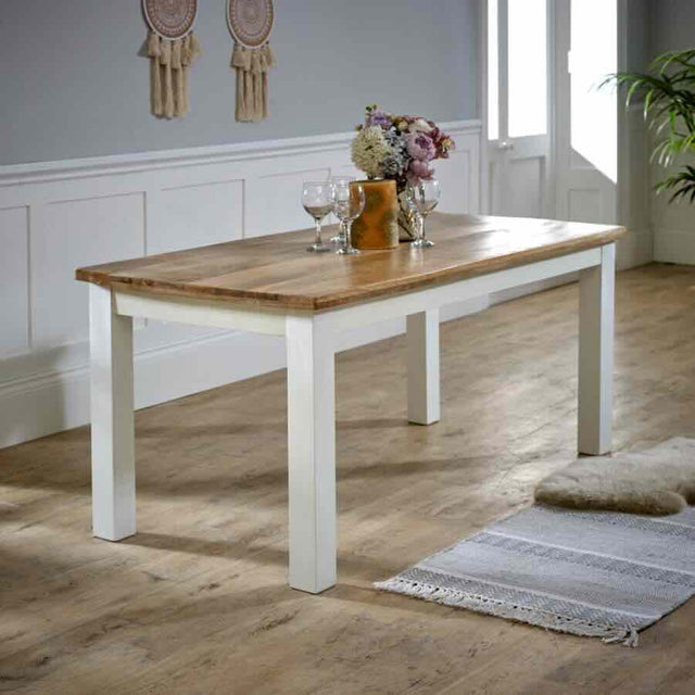 Rustic-Natural-Solid-Mangowood-Rectangular-Dining-Table-White-Wood-Legs-170cm