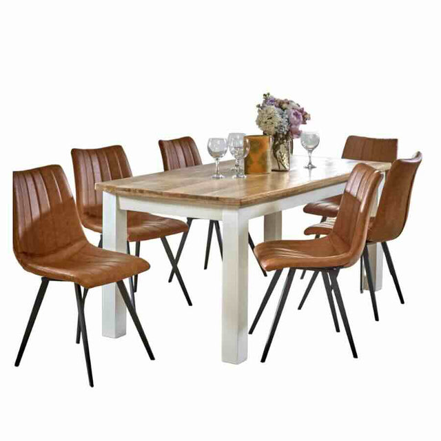 Rustic-Natural-Solid-Mangowood-Rectangular-Dining-Table-White-Wood-Legs-170cm