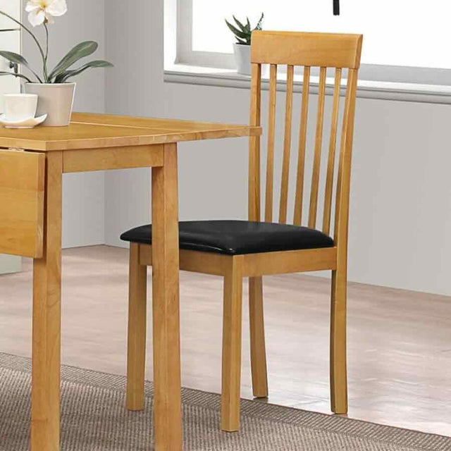 Rustic-Oak-Wood-Dining-Chairs-With-Black-Faux-Leather-Seat-Cushion-Set-of-2