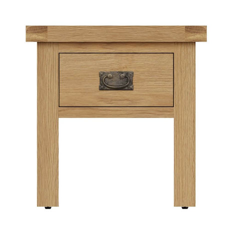 Arthur Rustic Oak Wood Square Side Table With Drawer