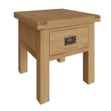 Arthur Rustic Oak Wood Square Side Table With Drawer