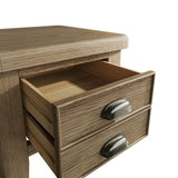 Nathan Rustic Oak Wood Square Side Table With Drawers