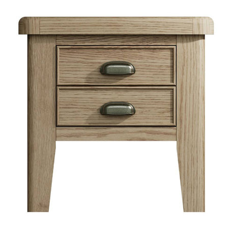 Nathan Rustic Oak Wood Square Side Table With Drawers