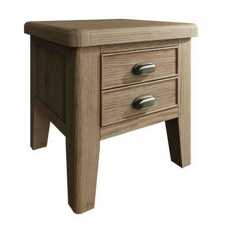 Nathan Rustic Oak Wood Square Side Table With Drawers