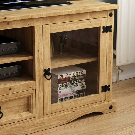 Annecy Rustic Light Pine Wood TV Stand With Storage