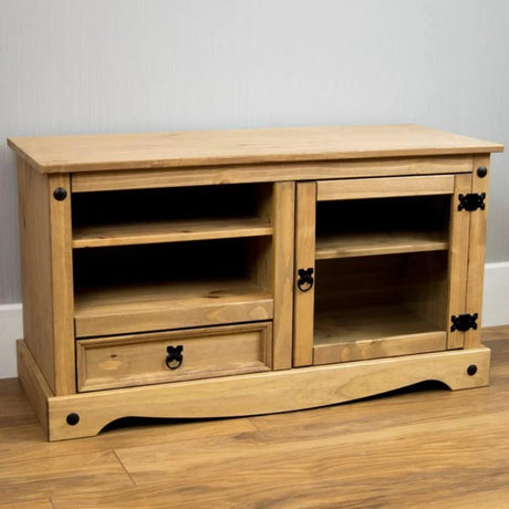 Annecy Rustic Light Pine Wood TV Stand With Storage